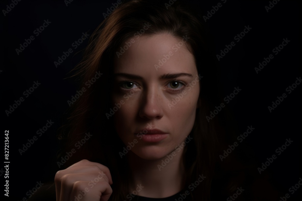 low key portrait of f aggressive adult woman face looking at camera low key portrait of f aggressive adult woman face looking at camera