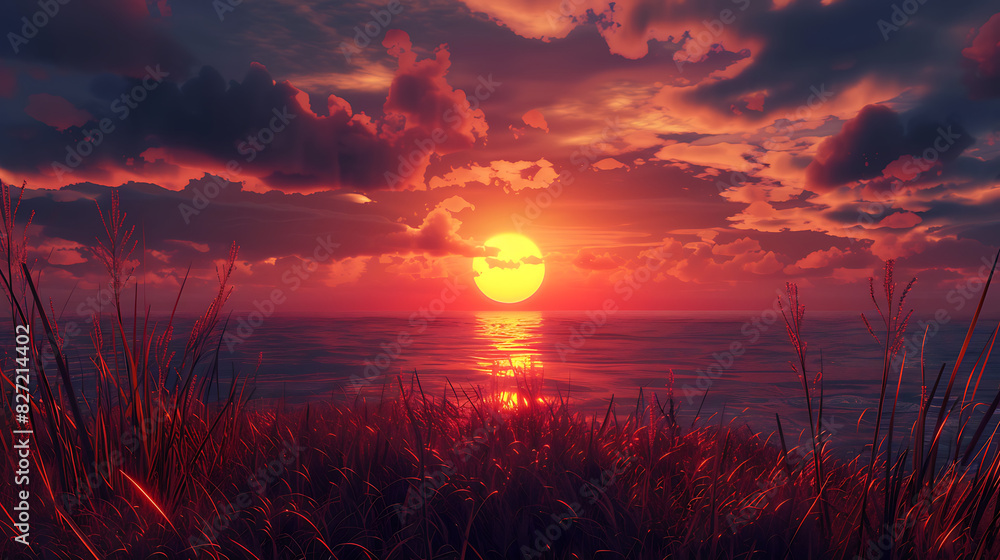 Fototapeta premium Sunset, the beauty of light that appears naturally