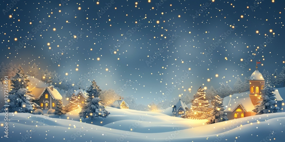 Naklejka premium Christmas Village in Snowy Landscape