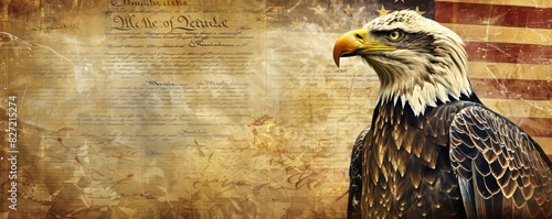 eagle with the American flag and the constitution in the background American flag, 4th of july holiday,Independence Day,Memorial Day