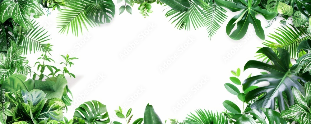 Urban Jungle  Lush, green, plantfilled background for ecofriendly products