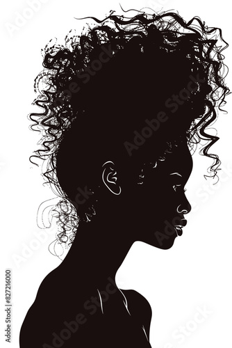 Abstract Silhouette of Confident Black Woman with Curly Hair

