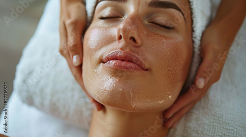Lady enjoying a facial massage, promoting wellness and natural beauty