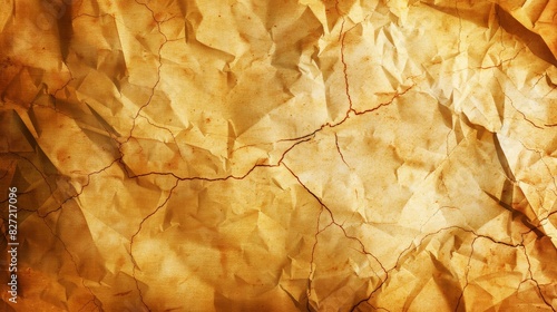 a textured surface of crumpled old paper with a warm, yellow-brown color palette