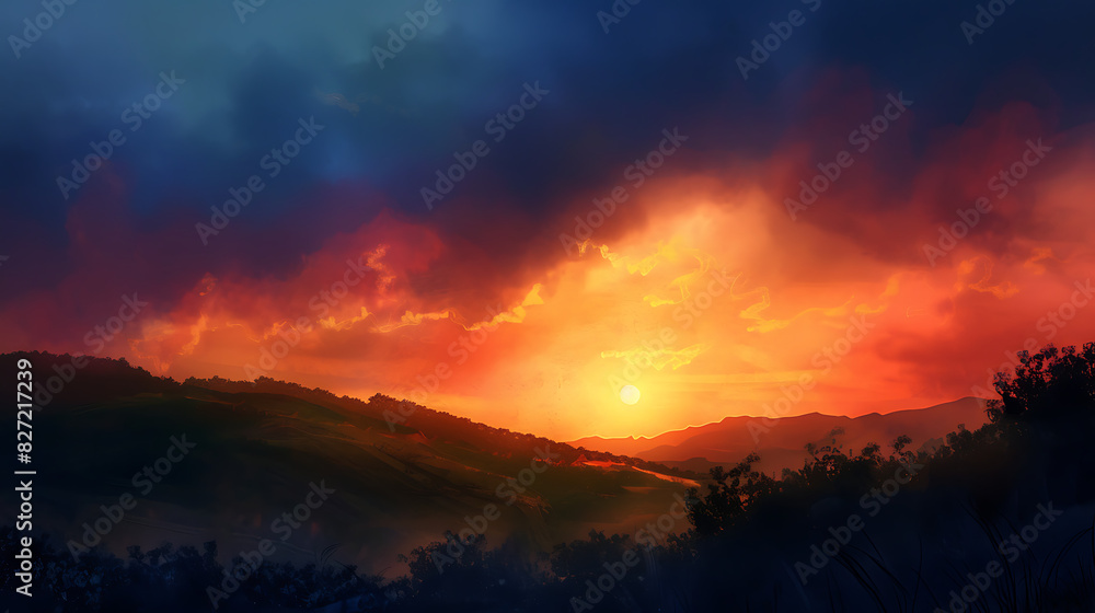 Sunset, the beauty of light that appears naturally Sunset, the beauty of light that appears naturally