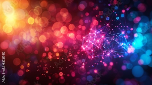 Wallpaper Mural An artistic representation of a global database, featuring interconnected data points and pathways glowing in multiple colors, with a bright, dynamic background and bokeh effect to highlight Torontodigital.ca