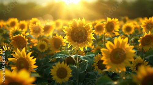 A field of blooming sunflowers