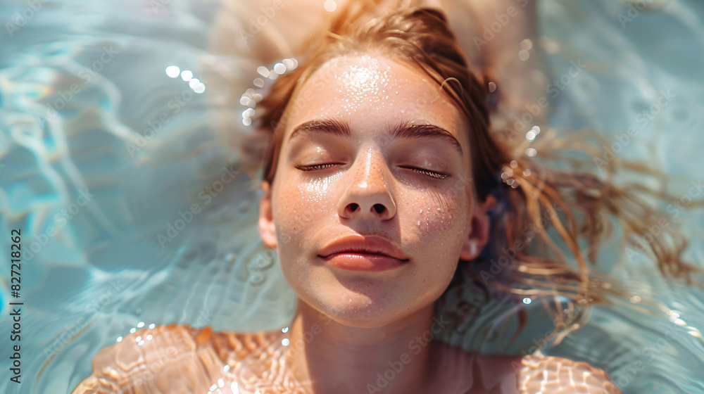Lady with clear skin, enjoying a moment of self-care and relaxation Lady with clear skin, enjoying a moment of self-care and relaxation