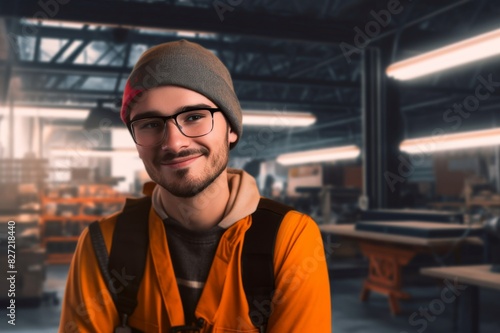 portrait of smiling worker in workshop