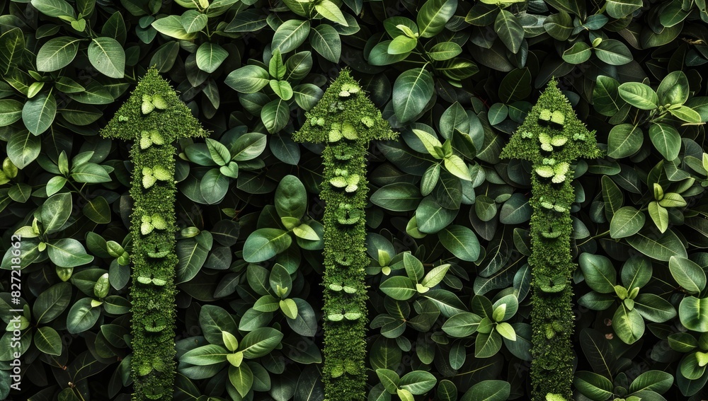 Fototapeta premium Sustainable Growth Symbolized by Green Arrows