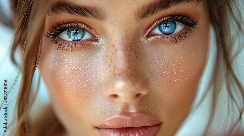 Fototapeta premium gorgeous model with french manicure nails woman s fashion makeup and hand care cosmetics treatment for the face cosmetology beauty and spa services are available skin treatment