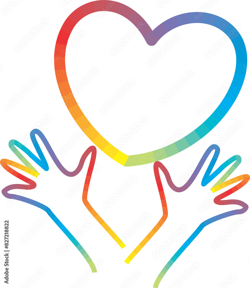 Fototapeta premium Rainbow heart and hand 41