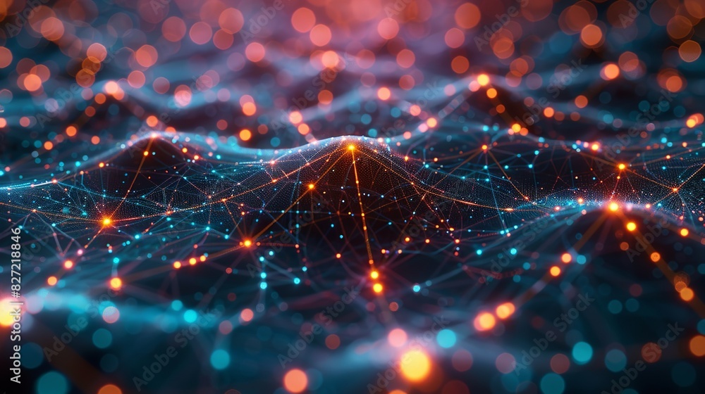 A high-tech visualization of artificial intelligence, featuring a ...