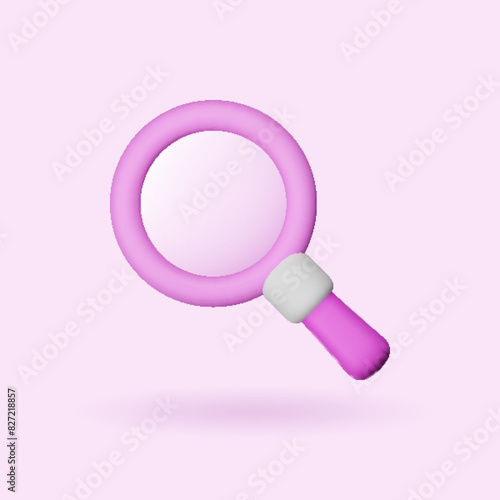3D magnifying glass in a realistic style on a white background. Business vector icon. Search symbol vector illustration.