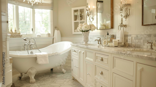 Luxurious bathroom with classic claw-foot bathtub