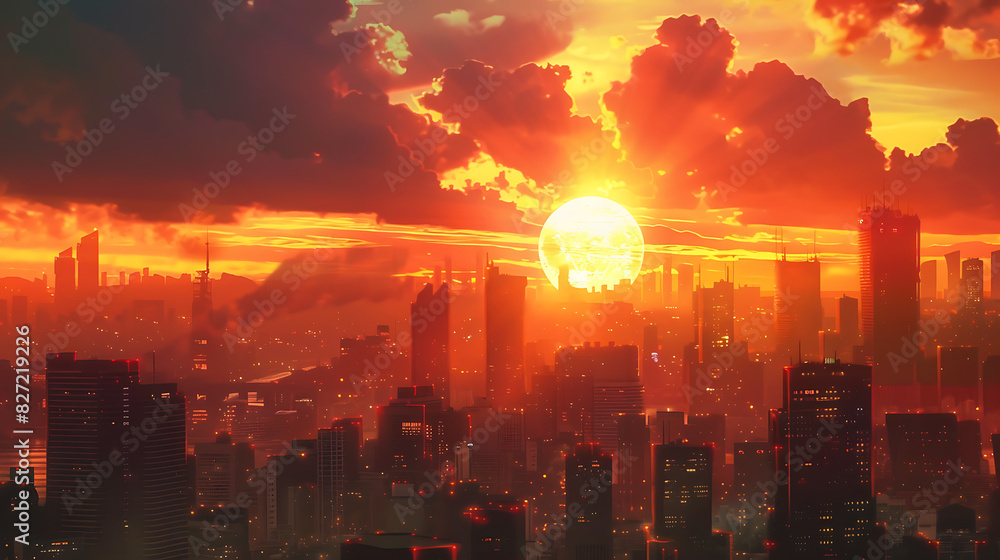 Fototapeta premium Sunset, the beauty of light that appears naturally