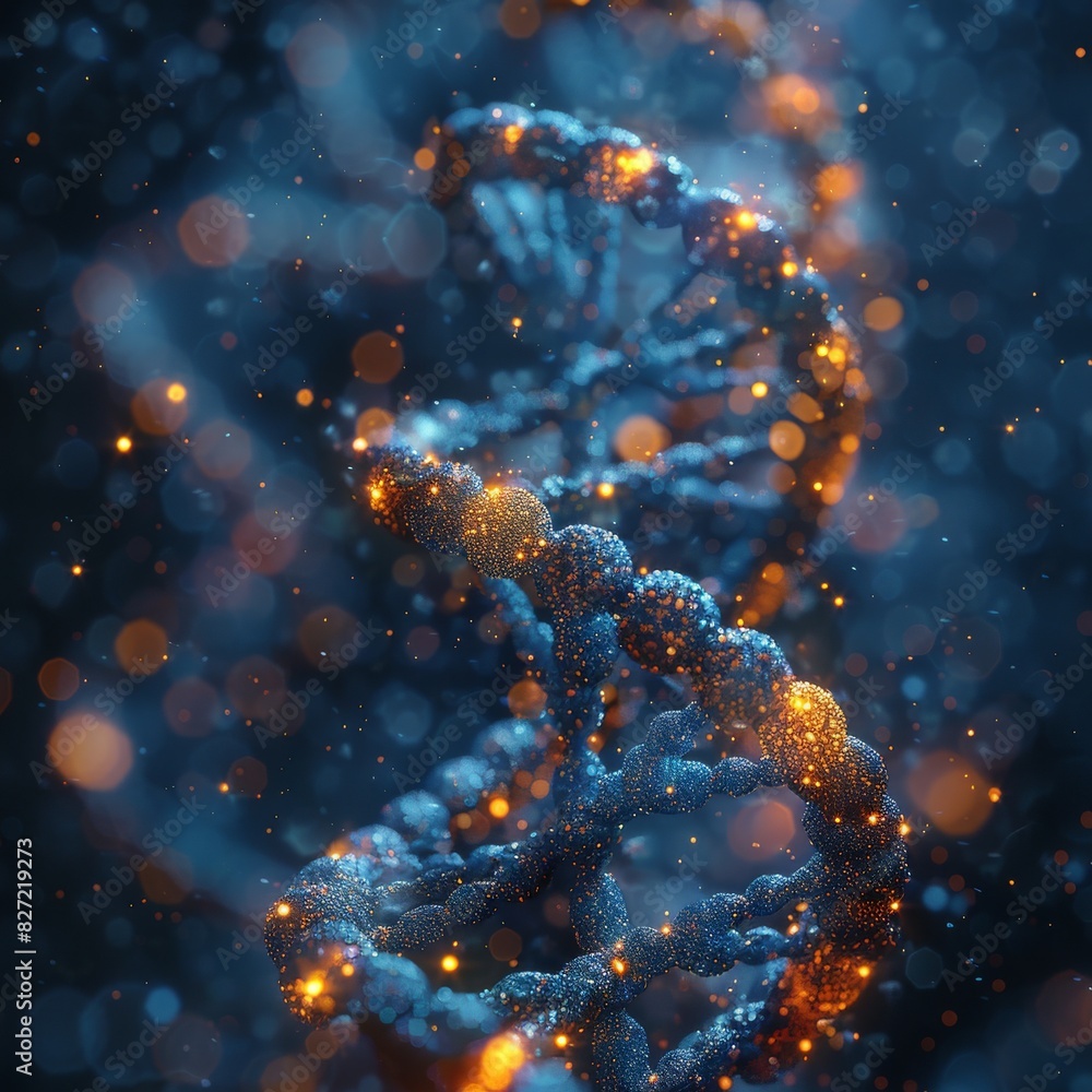 Abstract 3D DNA Helix with Particle Texture Effect in Studio Lighting Abstract 3D DNA Helix with Particle Texture Effect in Studio Lighting