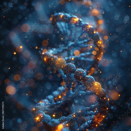 Abstract 3D DNA Helix with Particle Texture Effect in Studio Lighting