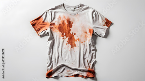 Stained t-shirt on white background, Generative AI photo