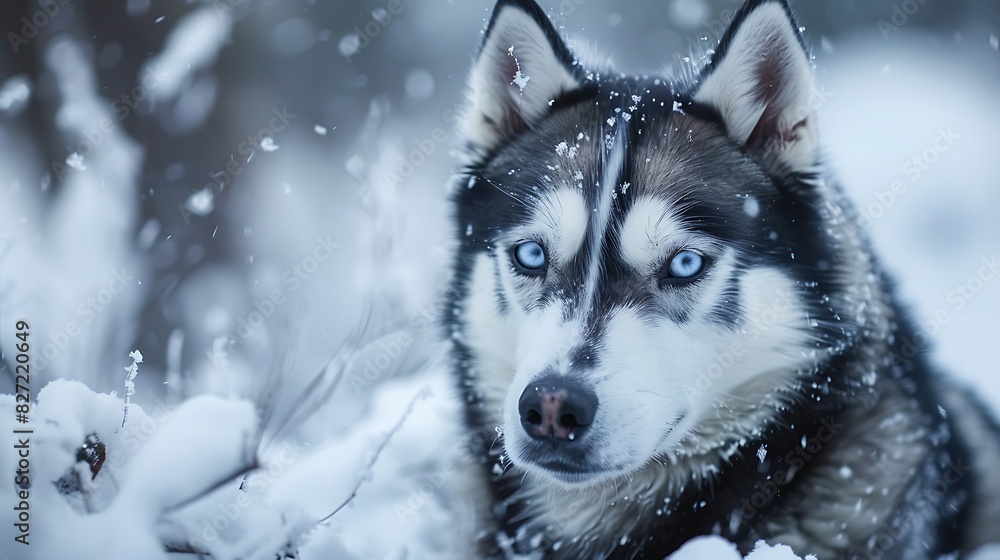 A Siberian husky with thick fur thrives in the snowy winter landscape A Siberian husky with thick fur thrives in the snowy winter landscape