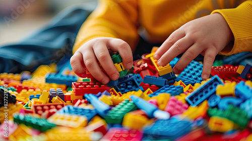 child playing with colorful educational toys
