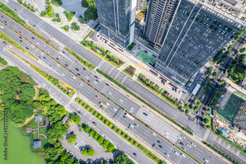 Aerial photography of urban roads in Changsha, China