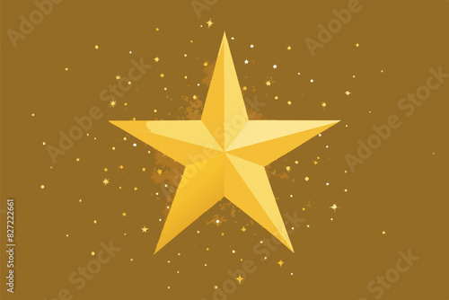  A large golden star symbol centered on a brown background. Smaller stars and sparkling particles flicker around it, creating an impression of festive glow.