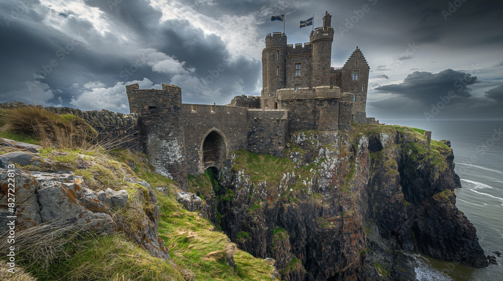 A castle on a cliff by the ocean A castle on a cliff by the ocean