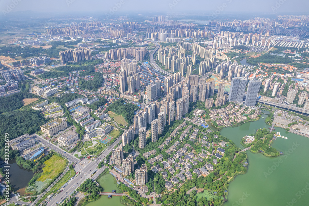 Urban aerial photography scenery of Kaifu District, Changsha City, China