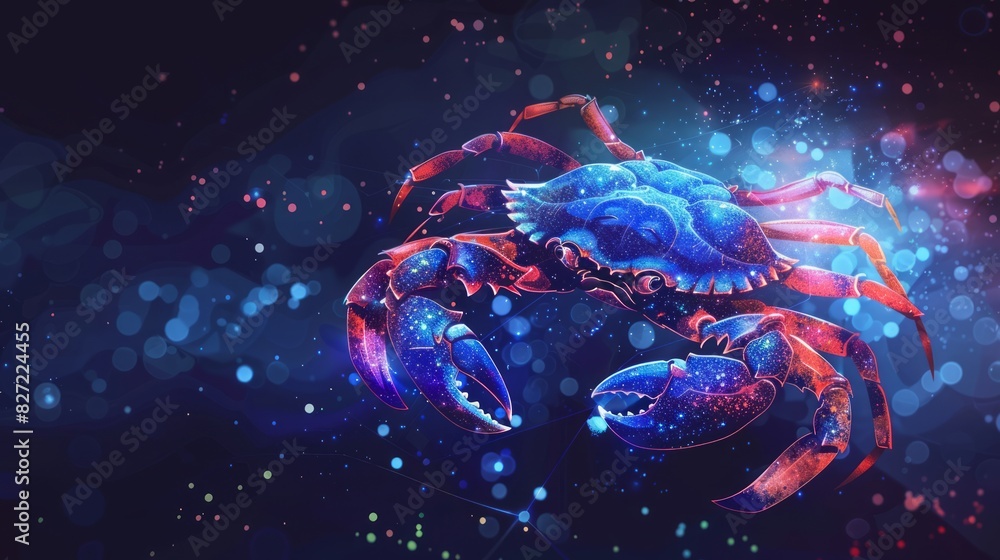 Cancer horoscope sign in twelve zodiac with galaxy stars background. Cancer horoscope sign in twelve zodiac with galaxy stars background.