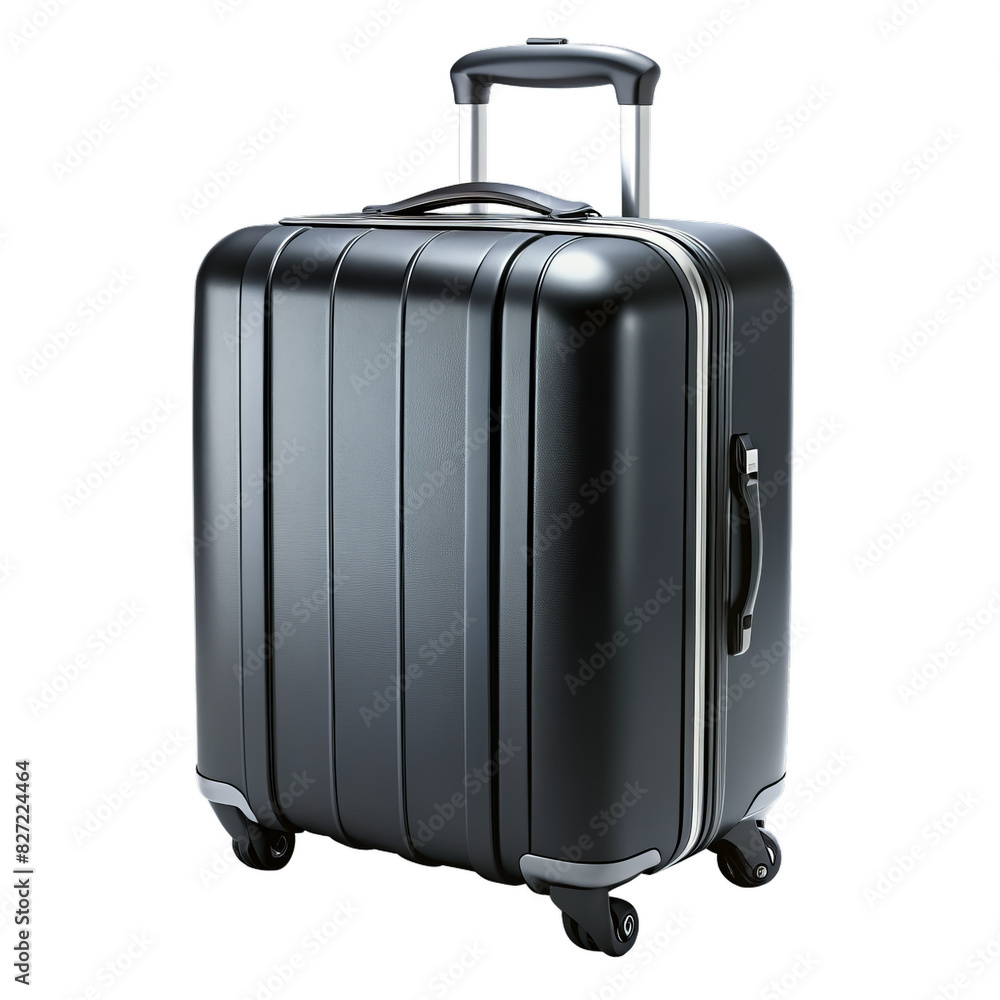 Black Hard-Shell Suitcase Isolated on White Transparent Background, PNG Element Black Hard-Shell Suitcase Isolated on White Transparent Background, PNG Element