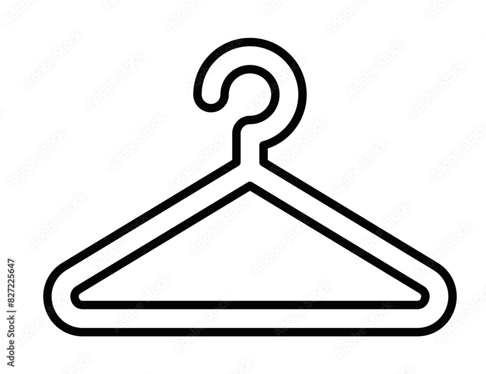 Vector icon of a simple clothes hanger, perfect for fashion and wardrobe organization themes, in a sleek black and white style. Editable stroke. Vector icon of a simple clothes hanger, perfect for fashion and wardrobe organization themes, in a sleek black and white style. Editable stroke.