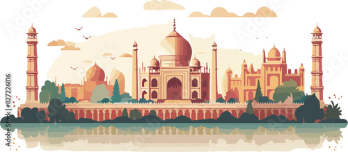 Vector illustration of Taj Mahal in Agra, Uttar Pradesh, India