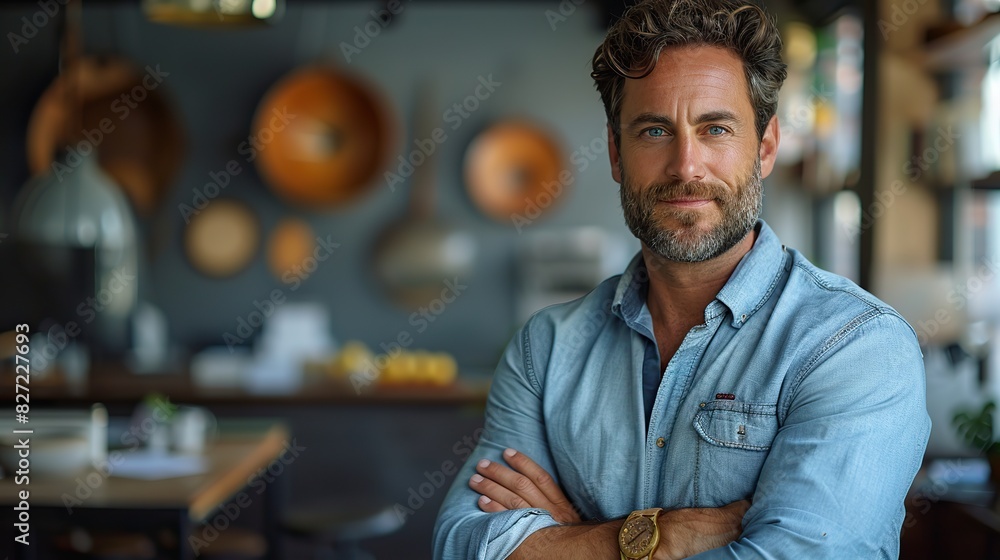 american professional businessman standing with arms crossed at office and looking at camera american professional businessman standing with arms crossed at office and looking at camera