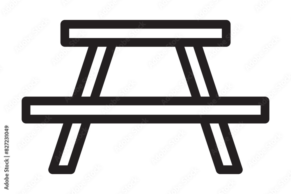 Picnic table outline vector icon. Editable stroke. Picnic table outline vector icon. Editable stroke.