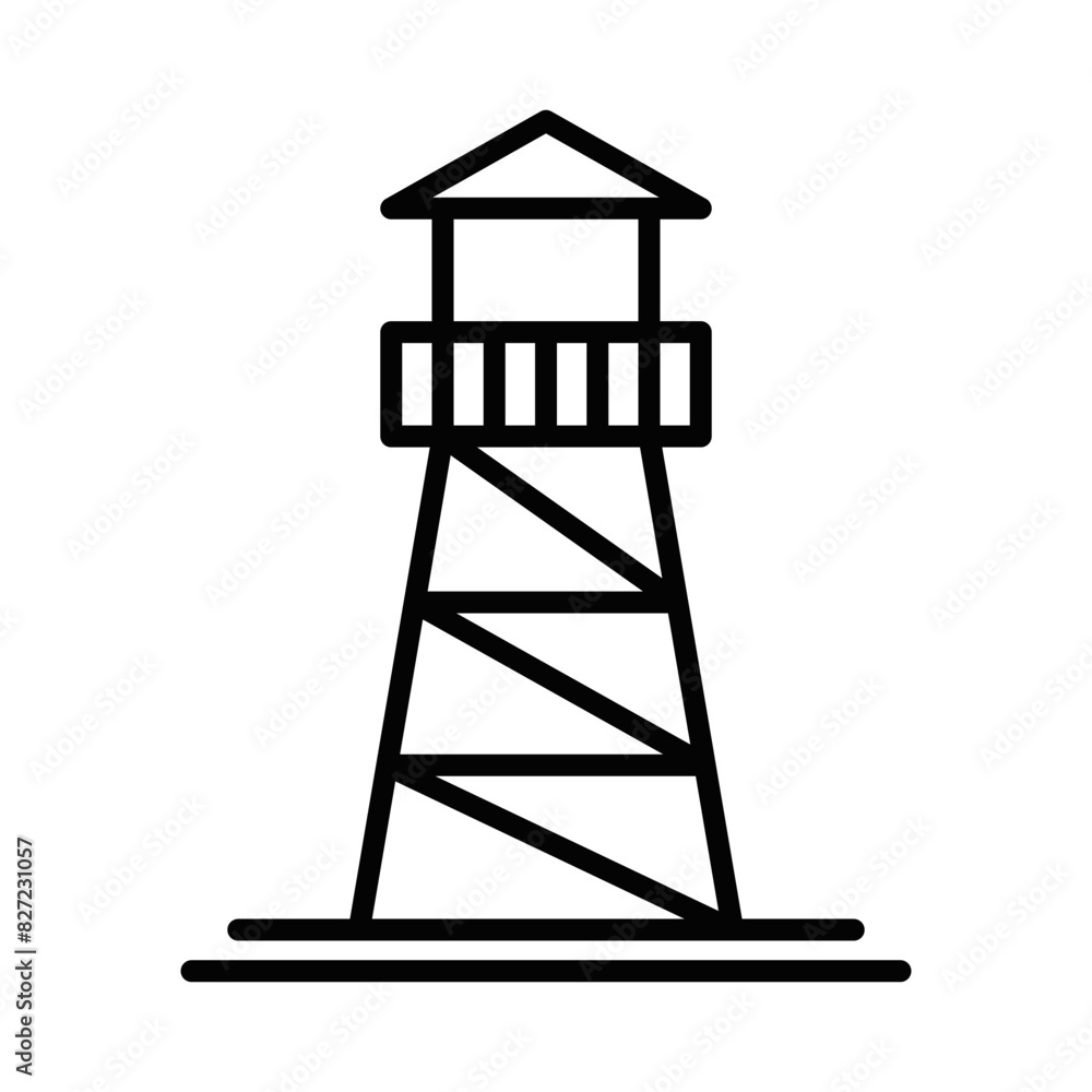 Watchtower outline vector icon. Editable stroke. Watchtower outline vector icon. Editable stroke.