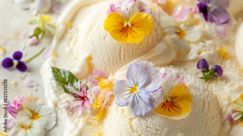 Vanilla Ice Cream with Edible Pansies Vanilla Ice Cream with Edible Pansies