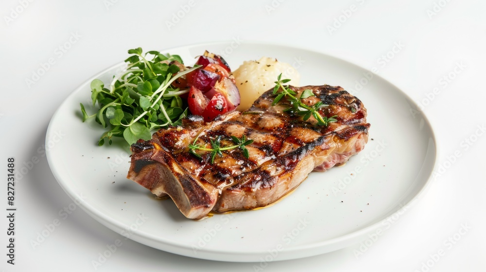 Grilled Steak with Vegetables and Microgreens Grilled Steak with Vegetables and Microgreens