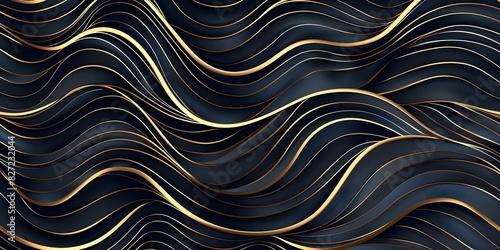 Dynamic Wave Lines: An Elegant Art Deco Pattern for Print and Design. Concept art deco design, wave patterns, elegant prints, stylish graphics, dynamic motifs