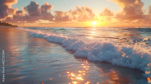 A beach at dawn with gentle waves