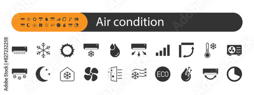 set of air condition icons, cooling, temperature