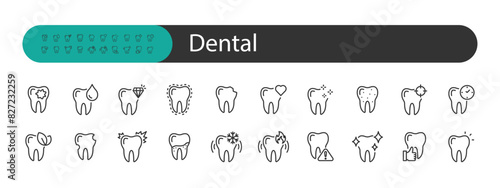 set of dental icons, dentist, teeth, oral care