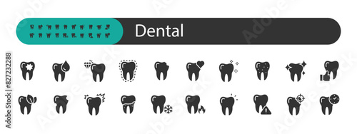 set of dental icons, dentist, teeth, oral care