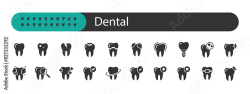 set of dental icons, dentist, teeth, oral care