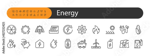 set of energy resource icons, power,  green energy