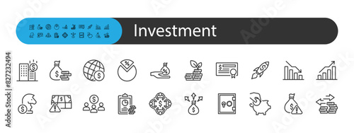 set of investment icons, budget, money management,