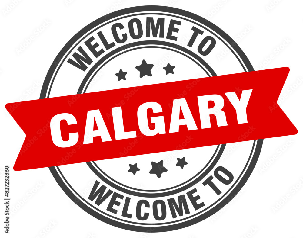 Welcome to Calgary stamp. Calgary round sign