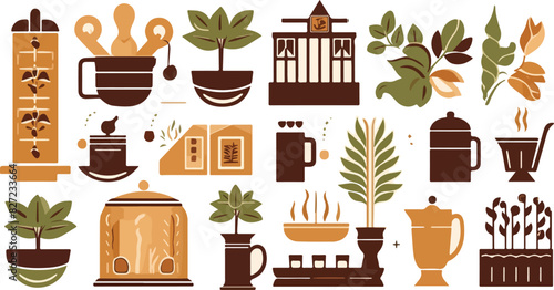 Coffee and Tea Icons Set. Vector Illustration.