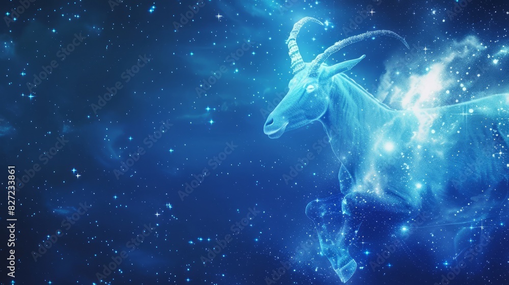 Fototapeta premium Capricorn horoscope sign in twelve zodiac with galaxy stars background.