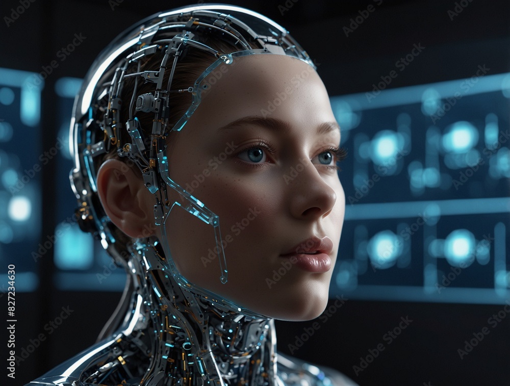 A close-up shot of a futuristic holographic display showcasing advanced robotics, artificial intelligence, and virtual reality A close-up shot of a futuristic holographic display showcasing advanced robotics, artificial intelligence, and virtual reality